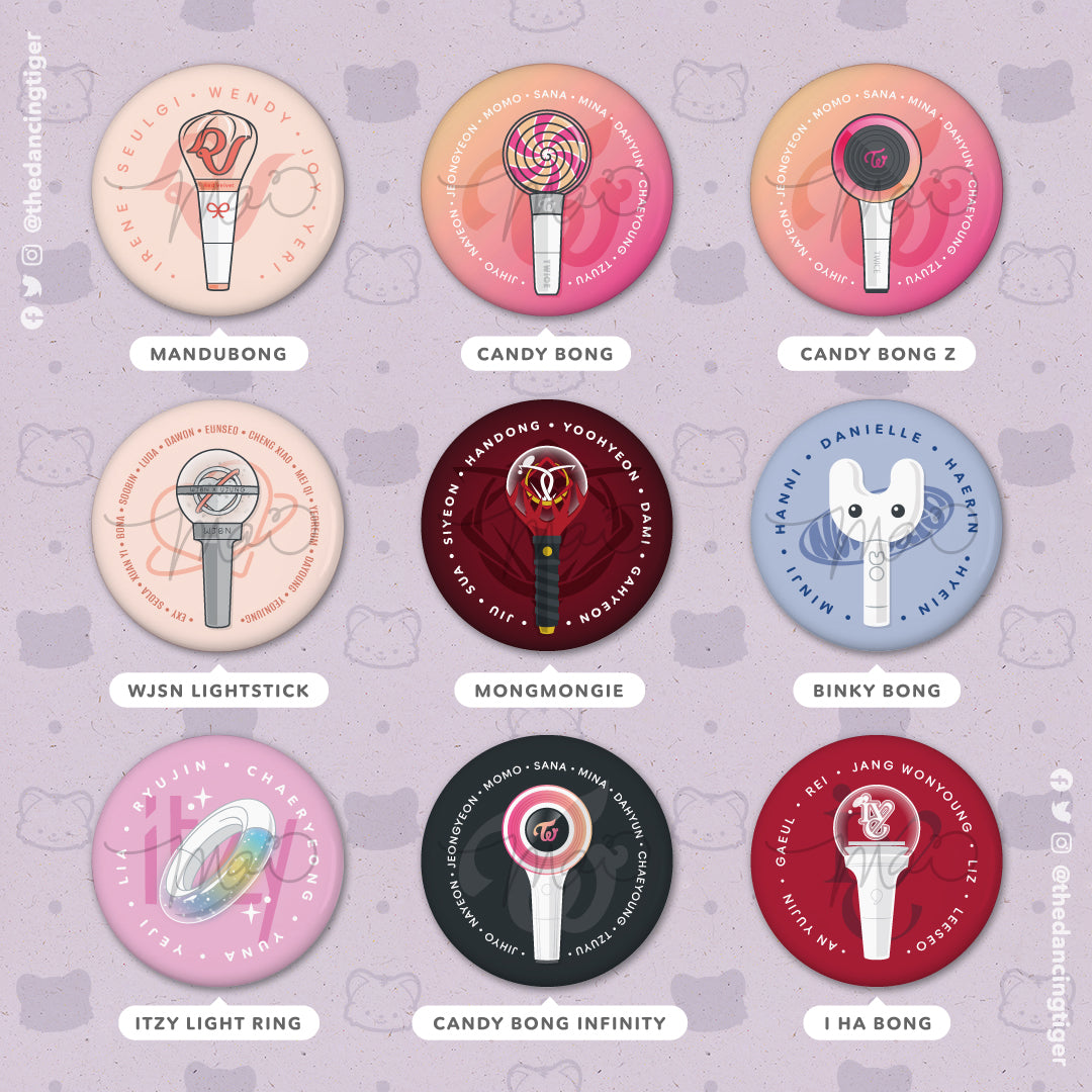 Kpop Lightsticks Buttons - Female Artists